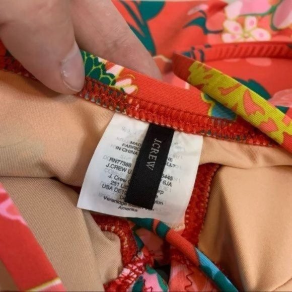 J CREW BANDEAU RING REMOVABLE STRAP ONE PIECE HIGH CUT BRIGHT FLORAL SWIMSUIT 8 - Picture 7 of 11